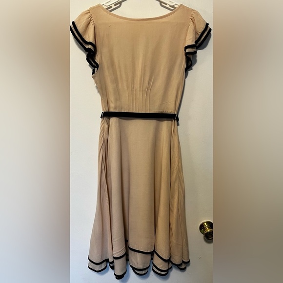 Anthropologie Maeve Time Gone By Dress Cream w/ Black Trim Size 4 - Picture 4 of 10